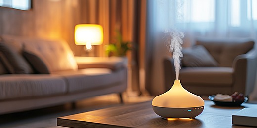 Home diffuser with soft ambient lighting