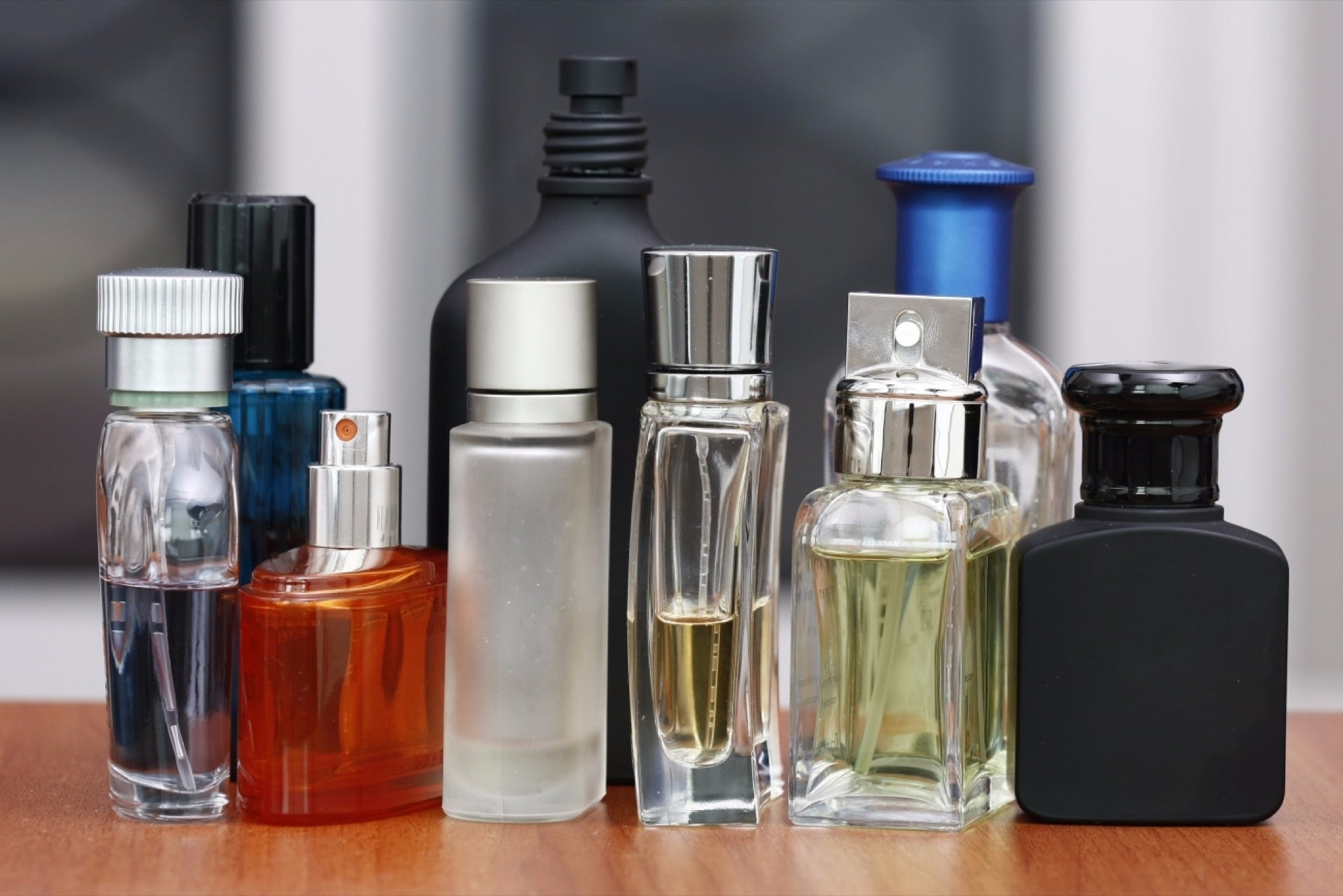 Luxury perfume bottles on a vanity